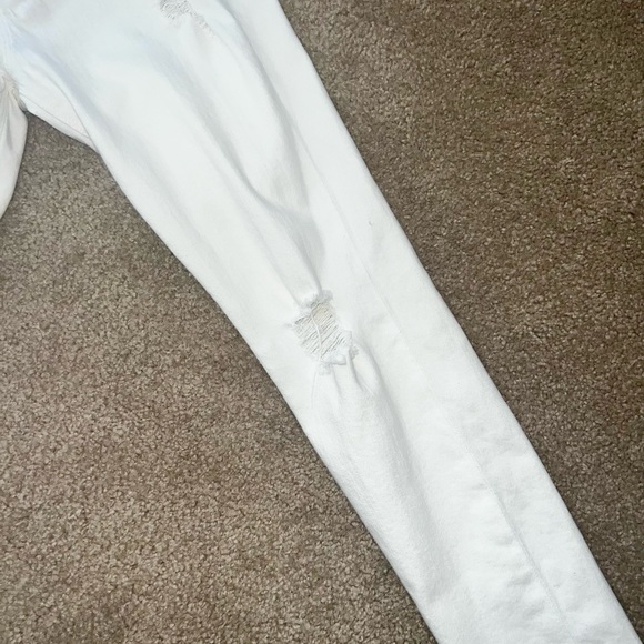 Express Mid Rise White Distressed Stretch Skinny Jeans (has color discoloration) - Picture 6 of 9